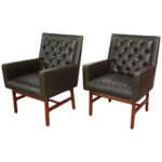 Pair of Milo Baughman for Thayer Coggin Walnut Armchairs