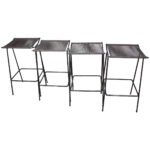 Set of Four Allan Gould Iron and Rope Stools