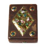 Wooden Mid Century Jewelry Box with Enamel Detail