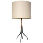 American Modern Aluminum and Walnut Tripod Table Lamp