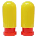 Pair of Swedish Modern "Capsule" Art Glass Table Lamps in Yellow and Red