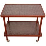 Two-Tiered Martz Ceramic Tile and Walnut Teacart