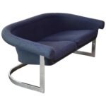 Milo Baughman Style Cantilevered Chrome Settee