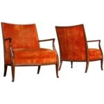Pair of Sculptural Walnut Armchairs by T. H. Robsjohn-Gibbings