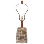 Hand Decorated Martz for Marshall Studios Ceramic and Walnut Table Lamp