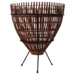 Franco Albini Style Rattan and Iron Side Table