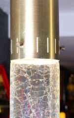 Pair of 1960s Crackle Glass and Brass Pendants - Image 2