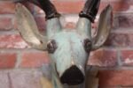 Pair of Folk Art Hand-Painted Mounted Deer Heads - Image 2
