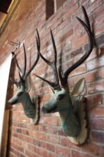 Pair of Folk Art Hand-Painted Mounted Deer Heads - Image 4