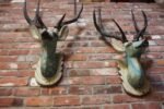 Pair of Folk Art Hand-Painted Mounted Deer Heads - Image 3