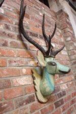 Pair of Folk Art Hand-Painted Mounted Deer Heads - Image 6