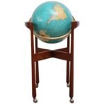 Jens Risom Sculptural Walnut Globe Stand on Casters
