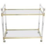 Charles Hollis Jones Lucite Faux-Bamboo and Brass Serving Cart