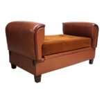 French Deco Leather and Mohair Daybed