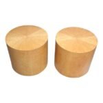 Pair of Large Bookmatched Bird's-Eye Maple Drum Tables