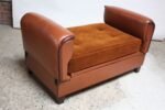 French Deco Leather and Mohair Daybed - Image 2