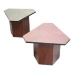 Pair of Italian Etched Copper and Brass Side Tables by G. Urso