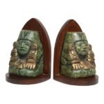 Zarebski Mid-Century Greenstone Mayan Bookends