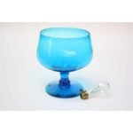 Vintage Turquoise Blown Glass Pedestal Compote by Blenko - Image 3