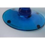 Vintage Turquoise Blown Glass Pedestal Compote by Blenko - Image 6