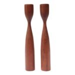 Pair of Danish Modern Teak Candlesticks - Signed