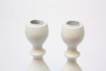 Pair of Mid-Century Japanese Modern Bulbous-Form White Candlesticks - Image 4