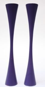Pair of Purple Sculptural Danish Modern Candlesticks - Image 3
