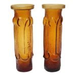 Pair of Stelvia Amber Blown-Glass 'Antiqua' Vases designed by Wayne Husted