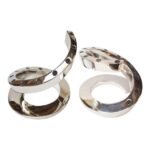 Pair of Bertil Vallien for Dansk Silver-Plated Spiral Candlesticks