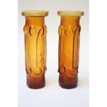 Pair of Stelvia Amber Blown-Glass 'Antiqua' Vases designed by Wayne Husted - Image 9