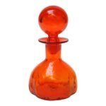 Small Blown-Glass Orange / Tangerine Blenko Decanter