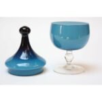 Vintage Empoli Blue Blown Glass Lidded-Apothecary / Candy Dish - Image 2