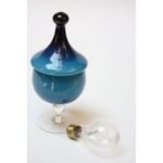 Vintage Empoli Blue Blown Glass Lidded-Apothecary / Candy Dish - Image 5