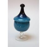 Vintage Empoli Blue Blown Glass Lidded-Apothecary / Candy Dish - Image 6