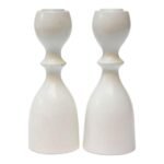 Pair of Mid-Century Japanese Modern Bulbous-Form White Candlesticks