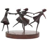 Nina Winkel Mixed Metal 'Dancing Girls' Sculpture