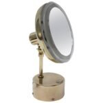Midcentury Illuminated Vanity Mirror in Brass and Lucite