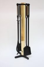 Mid-Century Modern Wrought Iron and Brass Firetools - Image 3