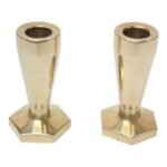 Pair of Solid Brass Hexagonal Candlesticks