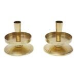 Pair of Tommi Parzinger Vintage Brass 'Saucer' Candlesticks