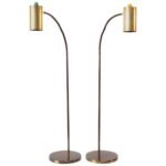Pair of Brass Gooseneck Floor Lamps by Koch and Lowy