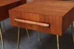 Pair of Walnut and Brass Single Drawer Nightstands by T.H. Robsjohn-Gibbings - Image 32