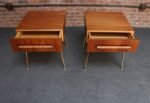 Pair of Walnut and Brass Single Drawer Nightstands by T.H. Robsjohn-Gibbings - Image 10