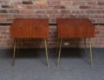 Pair of Walnut and Brass Single Drawer Nightstands by T.H. Robsjohn-Gibbings - Image 15