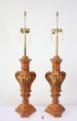 Pair of Oversized Hollywood Regency Carved and Gilded Table Lamps by Marbro - Image 2