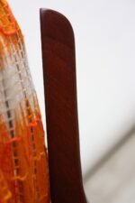 Danish Crocheted Lamp on Teak Base in Orange - Image 5