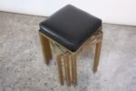 Set of Three Midcentury Industrial Leather and Painted Steel Stools - Image 13