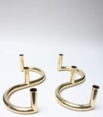 Pair of 1970s Tubular Brass Candleholders - Image 2