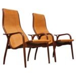 Pair of Swedish Teak and Leather 'Lamino' Chairs by Yngve Ekström