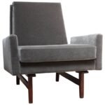 Early Jens Risom Walnut and Mohair Lounge Chair